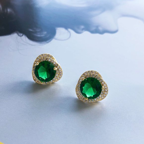 3/$35 Green Gemstone Stud Earrings - Picture 2 of 5